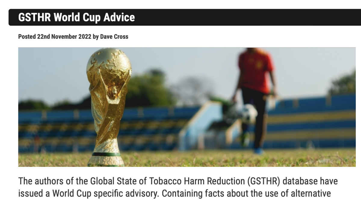 英研究机构对世界杯烟草问题提议