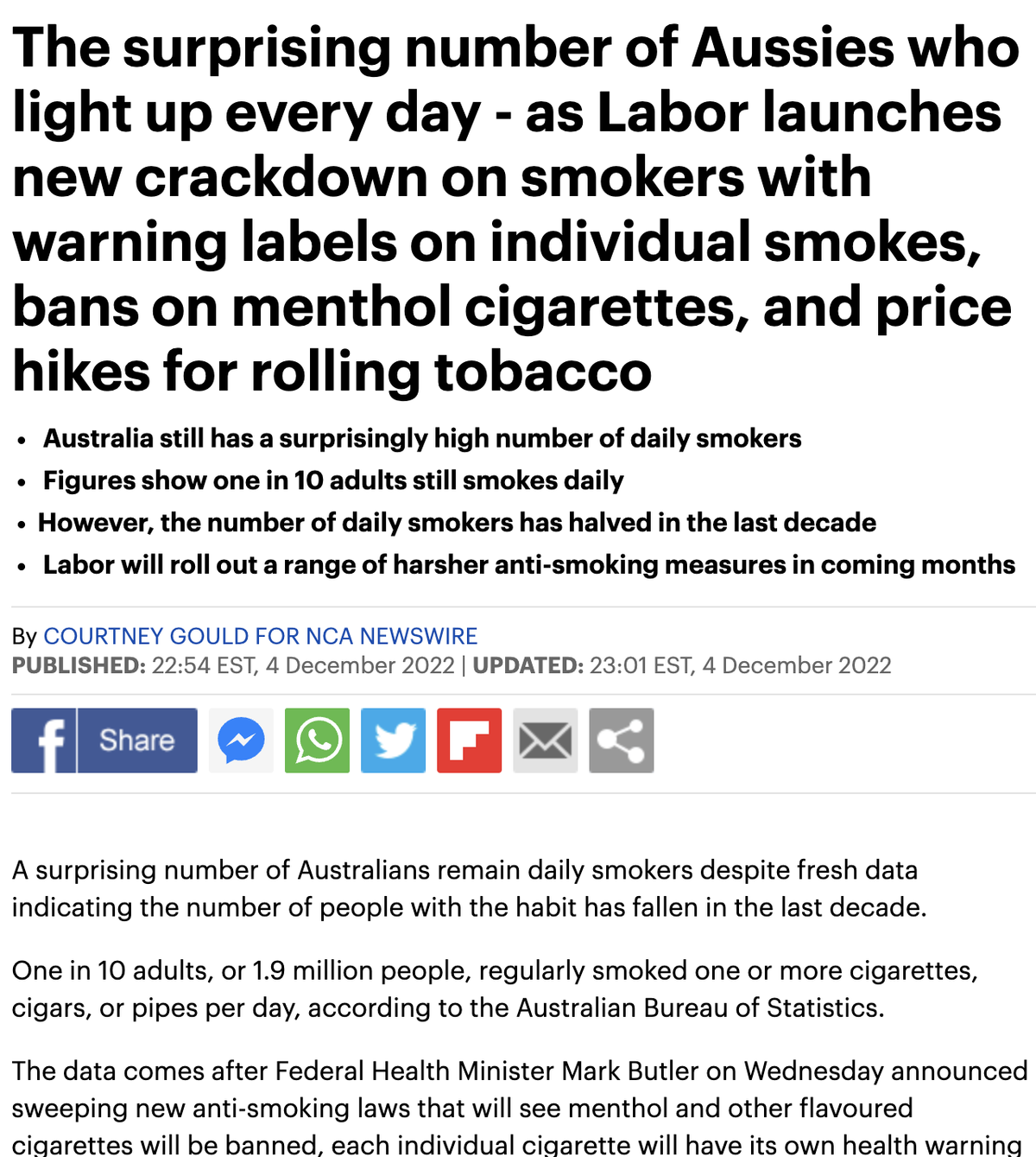 澳大利亚工党发起打击吸烟者行动