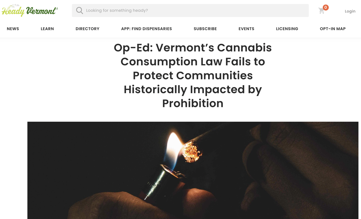美国佛蒙特州的大麻消费法未能保护受禁令影响的社区