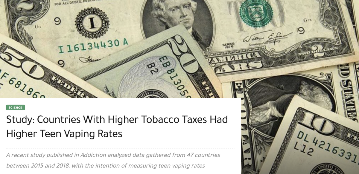 美国研究称高烟草税国家的电子烟使用率较高