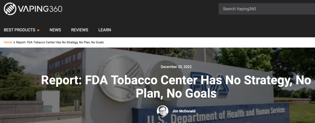 美国基金会批评FDA烟草中心毫无办事原则