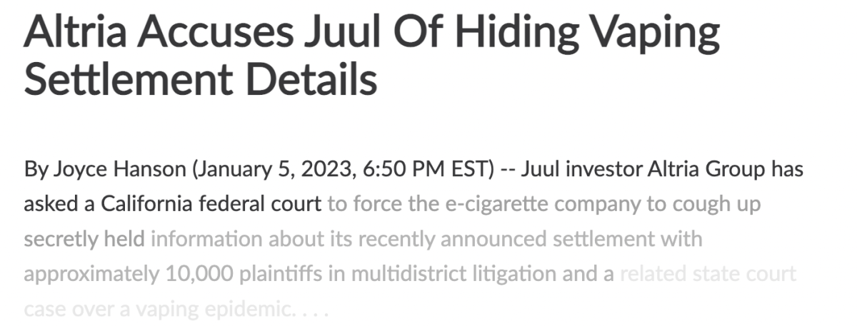 Juul隐藏诉讼和解细节，遭奥驰亚强烈指责