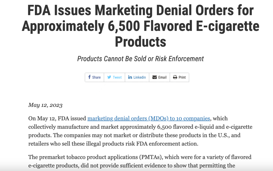 美国FDA对一次性电子烟企业“出招”,是早有预谋还是形势所迫?