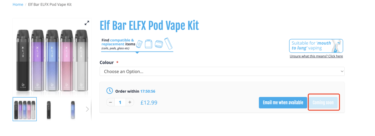 ELFBAR将推出首款可填充烟弹式产品ELFX 售价12.99英镑