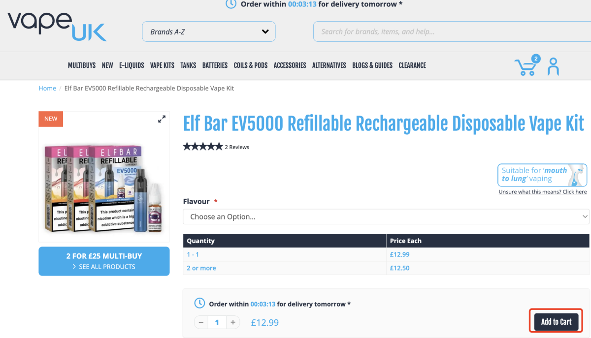 ELFBAR在英国推出可重复注油式电子烟EV5000 售价12.99英镑