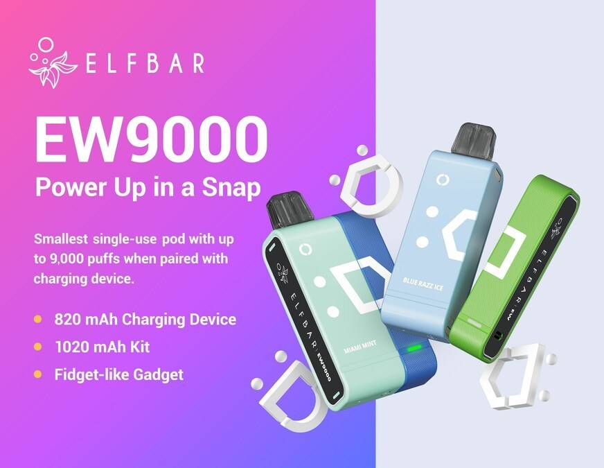 ELFBAR推出磁吸式电子烟EW9000 外观与Off Stamp SW9000高度相似