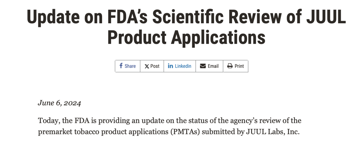 美国FDA撤销对JUUL的销售拒绝令 重启审查程序