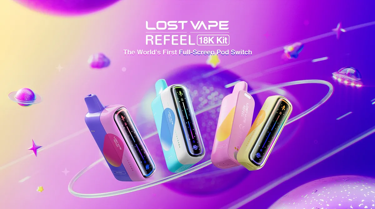 产品｜Lost Vape推出磁吸式电子烟REFEEL 18K 搭载带侧屏及双电池组合