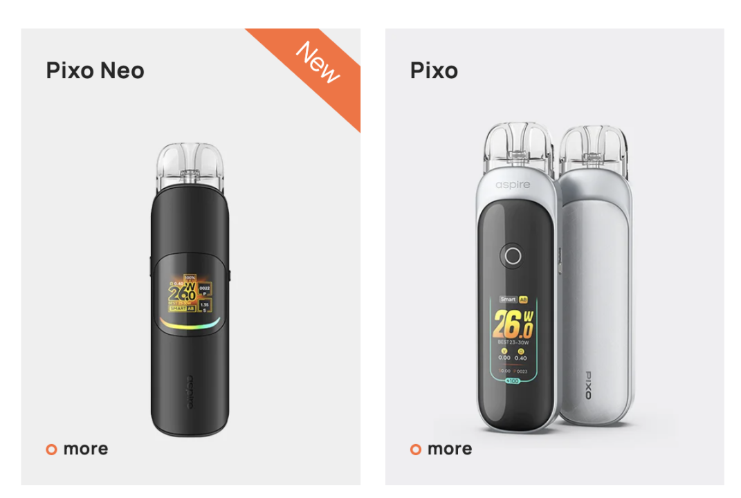 产品|三种产品尺寸 多款烟弹搭配 Aspire推出开放式电子烟Pixo Neo