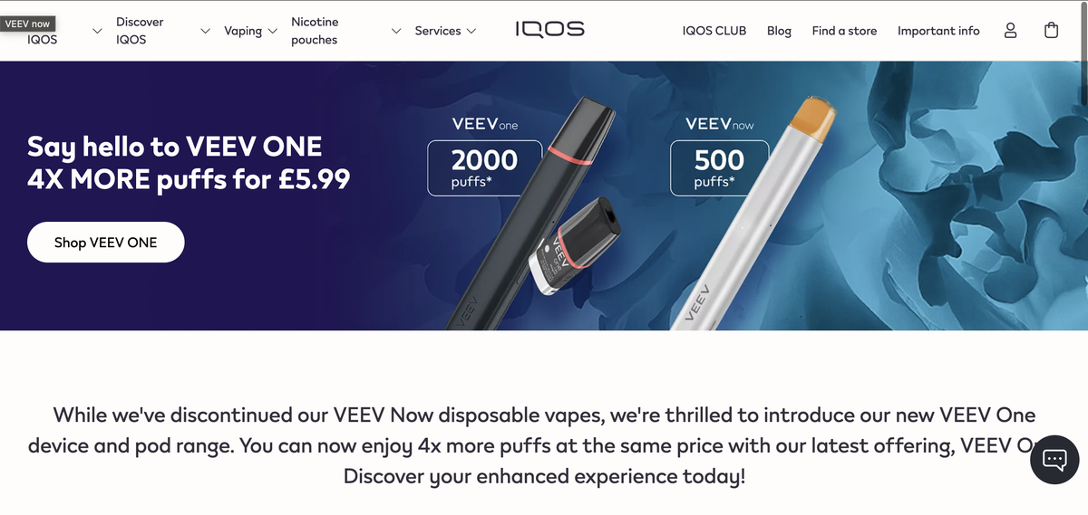 产品|VEEV英国市场调整:停售一次性电子烟,5月推出32个换弹SKU