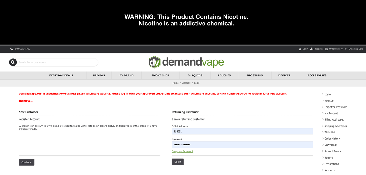 2Firsts观察｜DEMANDVAPE等美国知名电子烟经销商网站启动注册制度，仅对企业开放