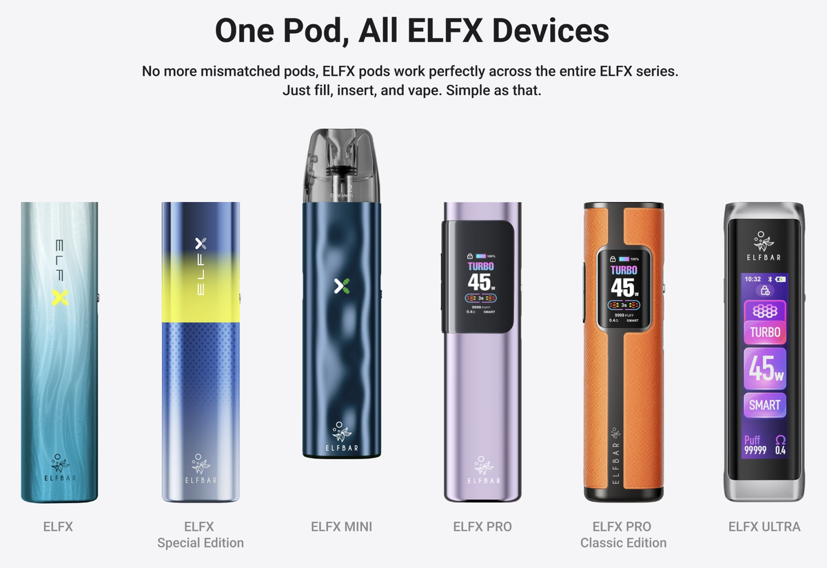 产品｜ELFBAR新推ELFX MINI版：尺寸缩小，搭载5种RGB电量灯光