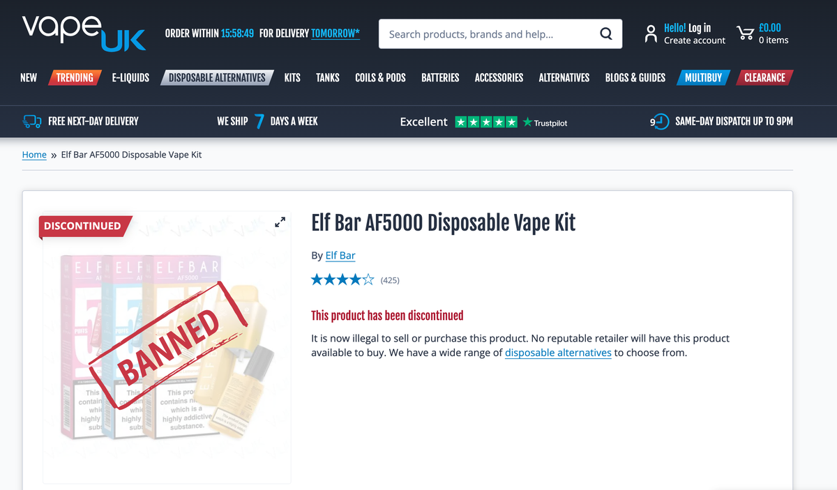 2Firsts观察|英国一次性禁令落地:ELFBAR AF5000停售,可替换版即将上线