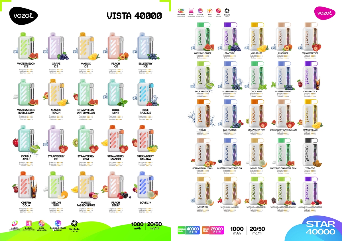 产品|4万口抽吸口数+四级可调输出模式 VOZOL推两款电子烟新品