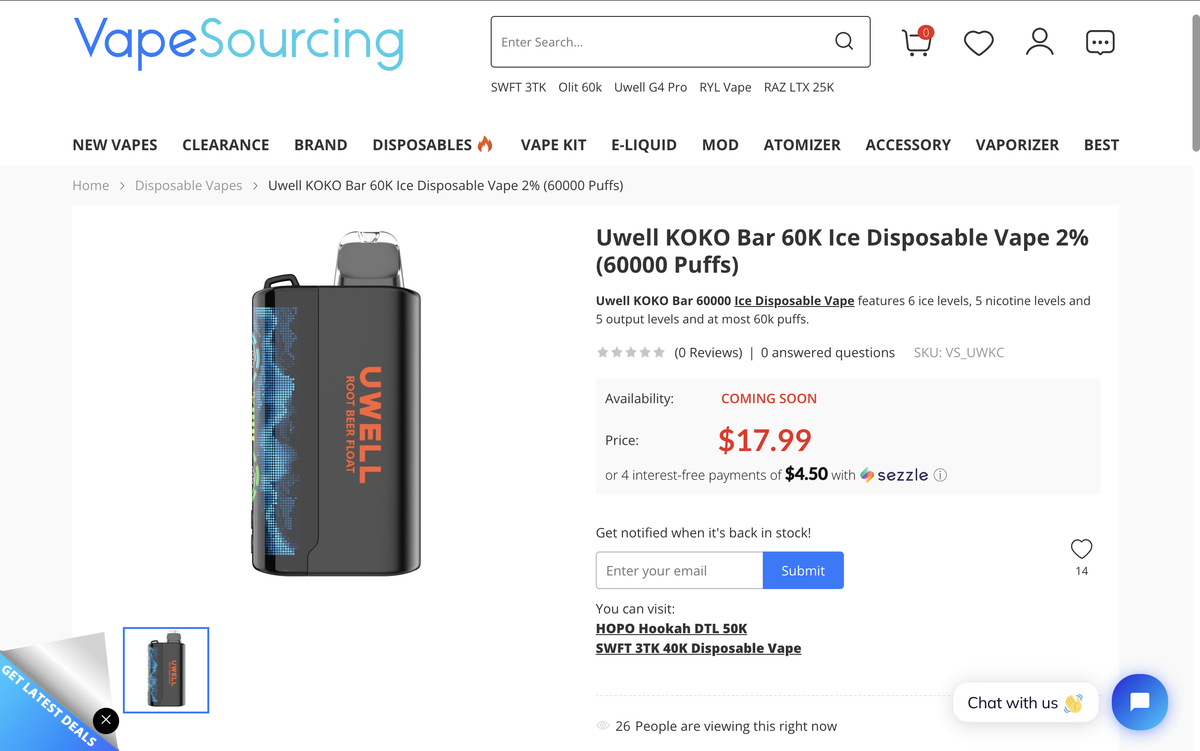 产品｜6万口抽吸次数+多档调节功能 UWELL KOKO BAR 60K ICE在美上市