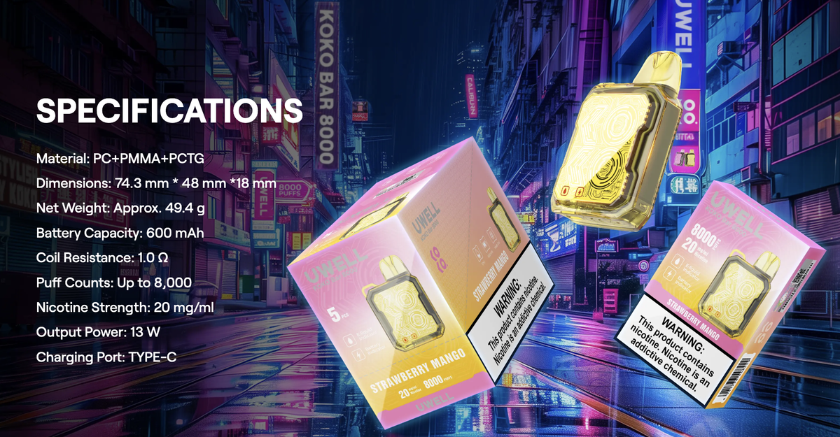 产品｜6万口抽吸次数+多档调节功能 UWELL KOKO BAR 60K ICE在美上市