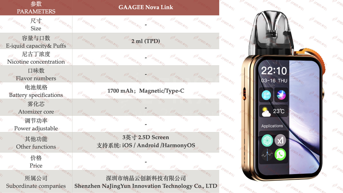 产品|配备3英寸触控屏与AI助手,GAAGEE发布开放式电子烟Nova Link/Core